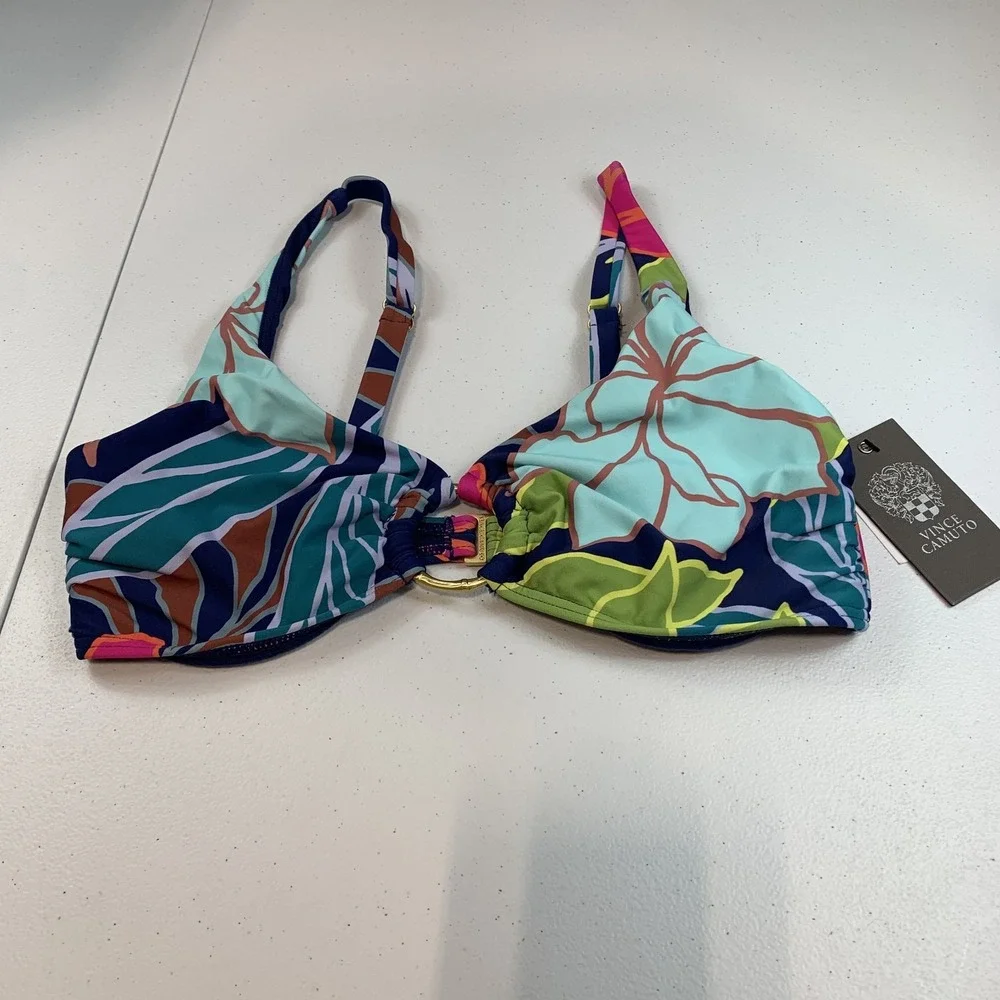 Vince Camuto Women's Bikini Swim Top XS Fiji‎ Floral Underwire Tropical Beach